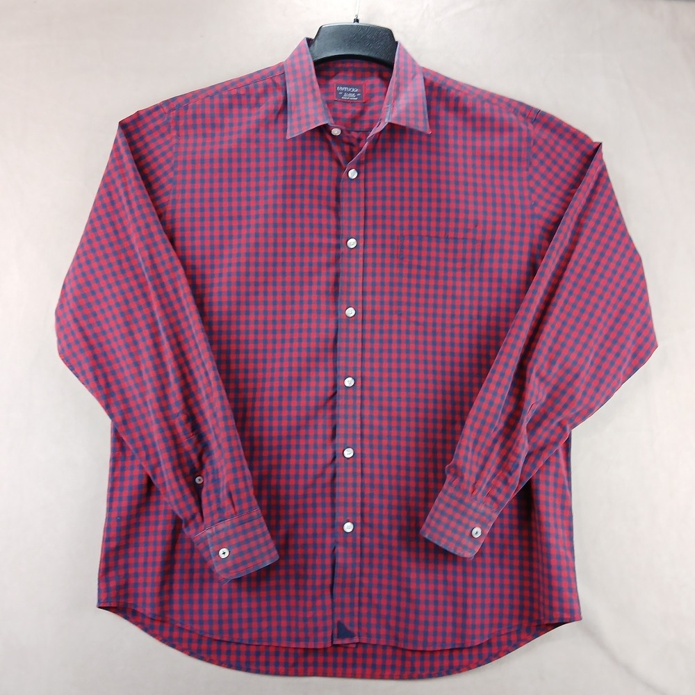 Untuckit XL Mens Shirt Button Up Long Sleeve Check 24x29 FLAW Brushed Cotton